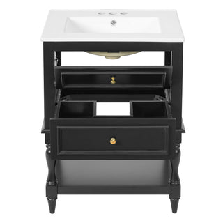 Bathroom Vanity With Sink, 2 Drawers Storage Cabinet, Open Shelf