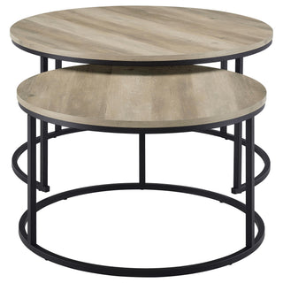 Arrize - 2 Piece Round Nesting Coffee Table Set - Pine Wood