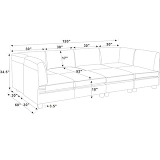 Modular Sectional, Customizable Layout, Removable Cushions - Brown