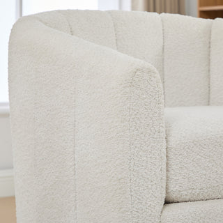 360 Degrees Swivel Upholstered Barrel Armchair For Living Room - Ivory