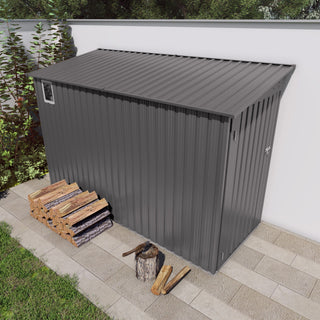 Lean To Shed With Windows, Tool House With Sloping Roof With 2 Vents And 1 Side Open Door For Backyard - Gray