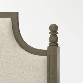 Farmhouse Platform Bed Frame With Tall Linen Upholstered Headboard