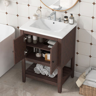 Modern Bathroom Vanity With Sink And Open Shelf