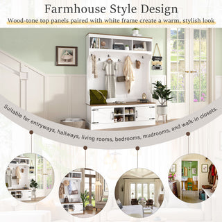 Farmhouse Hall Tree With Bench And Shoe Storage