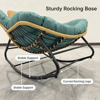 Oversized Papasan Rocking Chair Outdoor With Thick Cushion
