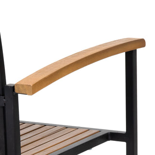 Vermilion - Outdoor Dining Chair With Vertical Slat And Wooden Arm