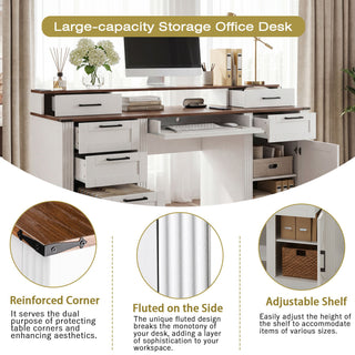 Office Desk With Charging Station & Storage Cabinet