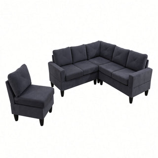 Modular L - Shaped Sectional Sofa 6 Seater 4 Piece Couch With Chaise