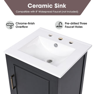 Modern Bathroom Vanity With Sink, Cabinet Storage, Drawer & Adjustable Feet