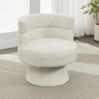 Swivel Accent Chair, 360° Rotating Design With Ergonomic Support For Living Room, Bedroom & Home Office - Cream White