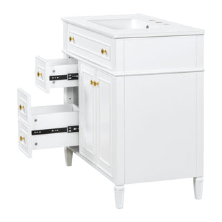 Bathroom Vanity With Sink, 3 Drawers & 2 Soft-Close Doors
