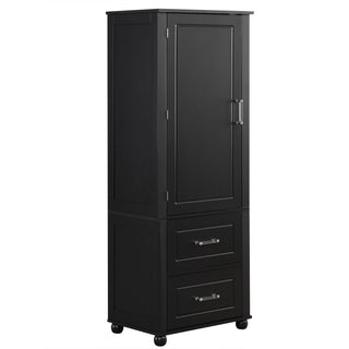Tall Freestanding Bathroom Storage Cabinet With 2 Drawers And Adjustable Shelf