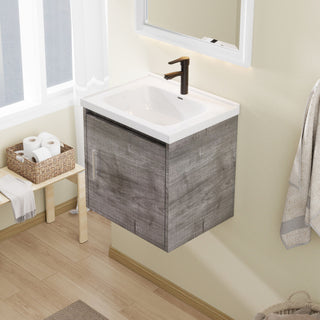 Floating Bathroom Vanity Combo, Wall Mounted Cabinet With Sink & Soft Close Doors For Small Bathrooms