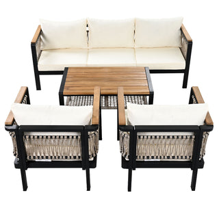 4 Pieces Outdoor Sectional Sofa Set 5 Person Patio Seating Group Outdoor Conversation Set With Cushions And A Coffee Table For Patios