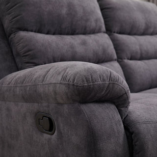 3 Seater Manual Recliner Sofa With 150° Recline, 2 Adjustable Side Seats, Extended Footrest, Oversized Seating For Living Room - Dark Gray