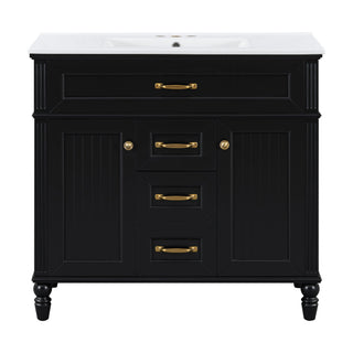 Bathroom Vanity With Sink, Flip-Out Top Drawer, Soft Close Doors, 2 Storage Drawers