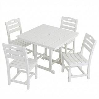 Outdoor Patio Dining Set, Square Table With Umbrella Hole And Armless Chairs