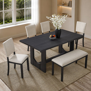 Dining Table Set, Rectangular Kitchen Table With Upholstered Chairs