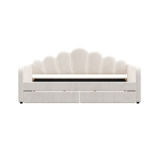Shell Shaped Upholstered Daybed Frame With Slats