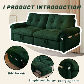 Cloud Like Convertible Sofa Bed For Living Rooms - Green