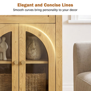 Sideboard Cabinet With 3 Drawers And 6 Arched Glass Doors