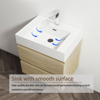Wall Mounted Bathroom Vanity And Sink, 2 Soft Close Drawers