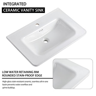 Wall Mounted Bathroom Vanity & Sink, Storage Shelves & Soft Close Door