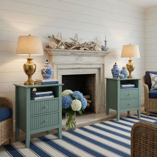 Fluted Nightstand With 2 Drawers