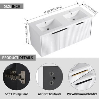 Contemporary Wall Mounted Bathroom Vanity With Resin Double Sink