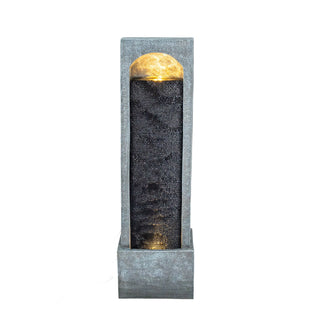 Tall Outdoor Water Fountain, Vertical Cascading Waterfall With Pump, Floor Fountain For Garden - Black / Gray