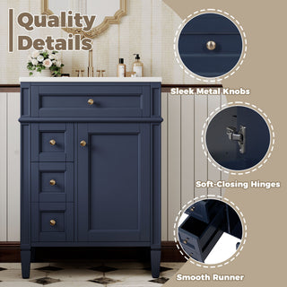 Bathroom Vanity With Top Sink, Storage Cabinet With 2 Drawers And Tip-Out Drawer