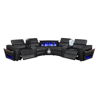 Nova - Sectional With Bluetooth Speaker, LED And Lifting Wine Cabinet