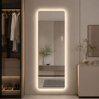 LED Full Length Mirror With Frosted Edge Lighting, 3 Color Temperatures