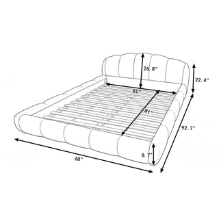 Upholstered Platform Bed Frame, Low Profile Floor Bed, No Box Spring Required