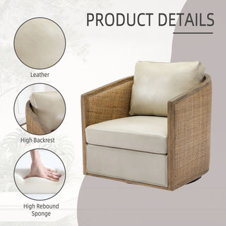 Barrel, Comfy Round Accent Sofa Chair With 360 Degree Swivel, Leisure Arm