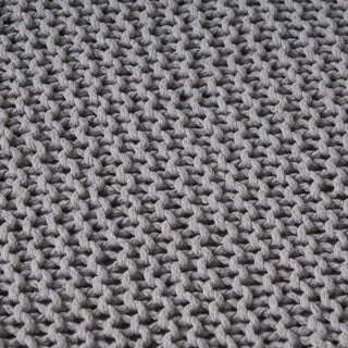 Chabani - Indoor Modern Knitted Fabric Cube Pouf Ottoman - Light Gray