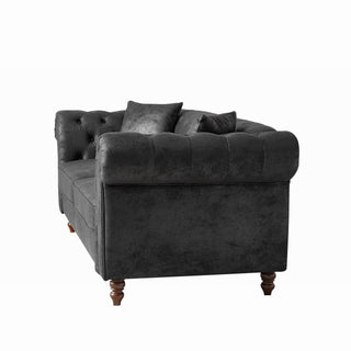 Chesterfield 3 And 3 Seater Sofa Set High Tech Fabric Roll Armrest Upholstered Couch