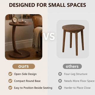 C - Shaped End Table With Sturdy Base