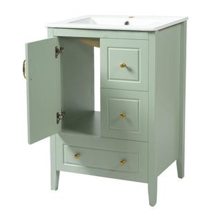 Retro Bathroom Vanity With Sink, Soft Closing Cabinet & Drawers