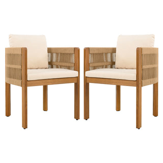 Outdoor Dining Chairs With Rope Handles (Set of 2)