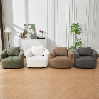 360° Swivel Barrel Sofa Chair With Throw Pillow, Upholstered Accent Chair