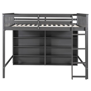 Loft Bed With 8 Open Storage Shelves And Built In Ladder