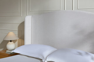 Hannah - Upholstered Wingback Bed Size / Tall Headboard Upholstered King Bed / Premium Textured Look / Minimalist Designs / No Box Spring Needed