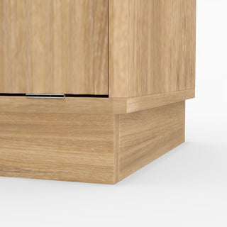 Tall Narrow Fluted Storage Cabinet With Trash Bin Compartment For Kitchen (Trash Can Not Included)