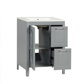 Modern Bathroom Vanity With Sink, Cabinet With 2 Drawers And Door, Adjustable Shelf