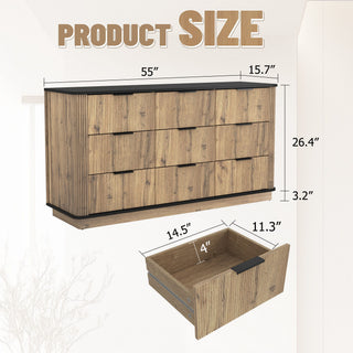 Modern 9 Drawer Cabinet With Metal Rounded Corners Multi Functional Storage - Black