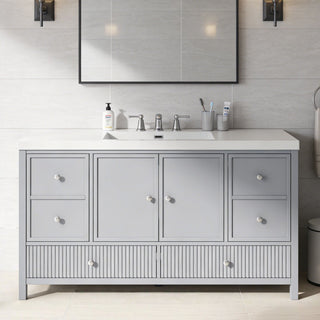 Bathroom Vanity With Separate Sink, Soft Close Doors And 4 Drawers