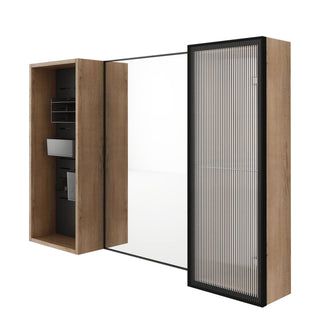 41.6" Wall Mounted Bathroom Cabinet With Adjustable Shelves Storage Cabinet - Imitative Oak
