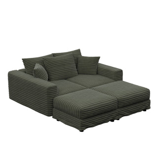 Convertible Deep Seat Sofa With Soft Pillows And Ottomans