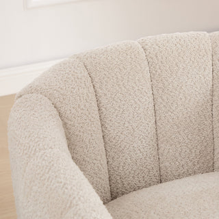 Swivel Upholstered Barrel Chair With Metal Base